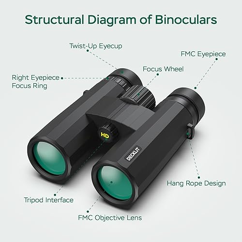 Miniatura 3 de Prismáticos impermeables HD de 10 x 42 pulgadas para adultos de alta potencia, oculares grandes de 0.866 in mejoran las aventuras al aire libre con