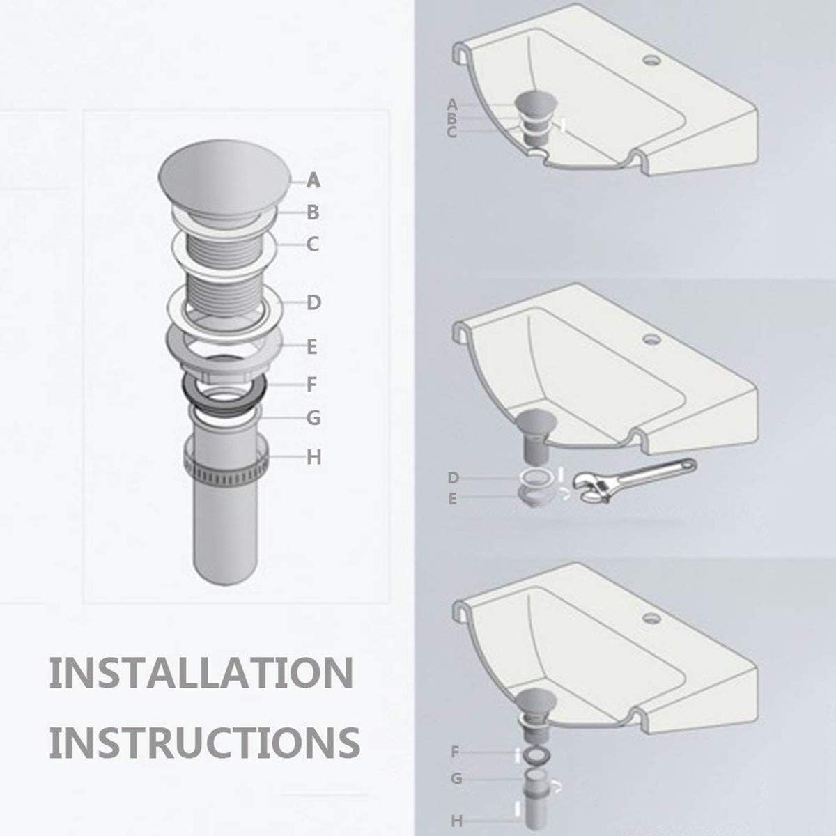 Flybath Sink Drain Antique Brass Bathroom Faucet Small Pop Up Vessel Basin Sink Drain Stopper Without Overflow