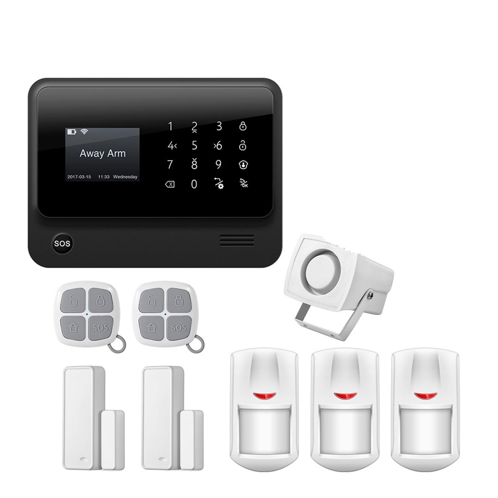De Alarma 3G gsm Inalámbrico Seguridad For El Hogar con Aplicación Remota Sensores Detectores Control(Black Color Kit 2)