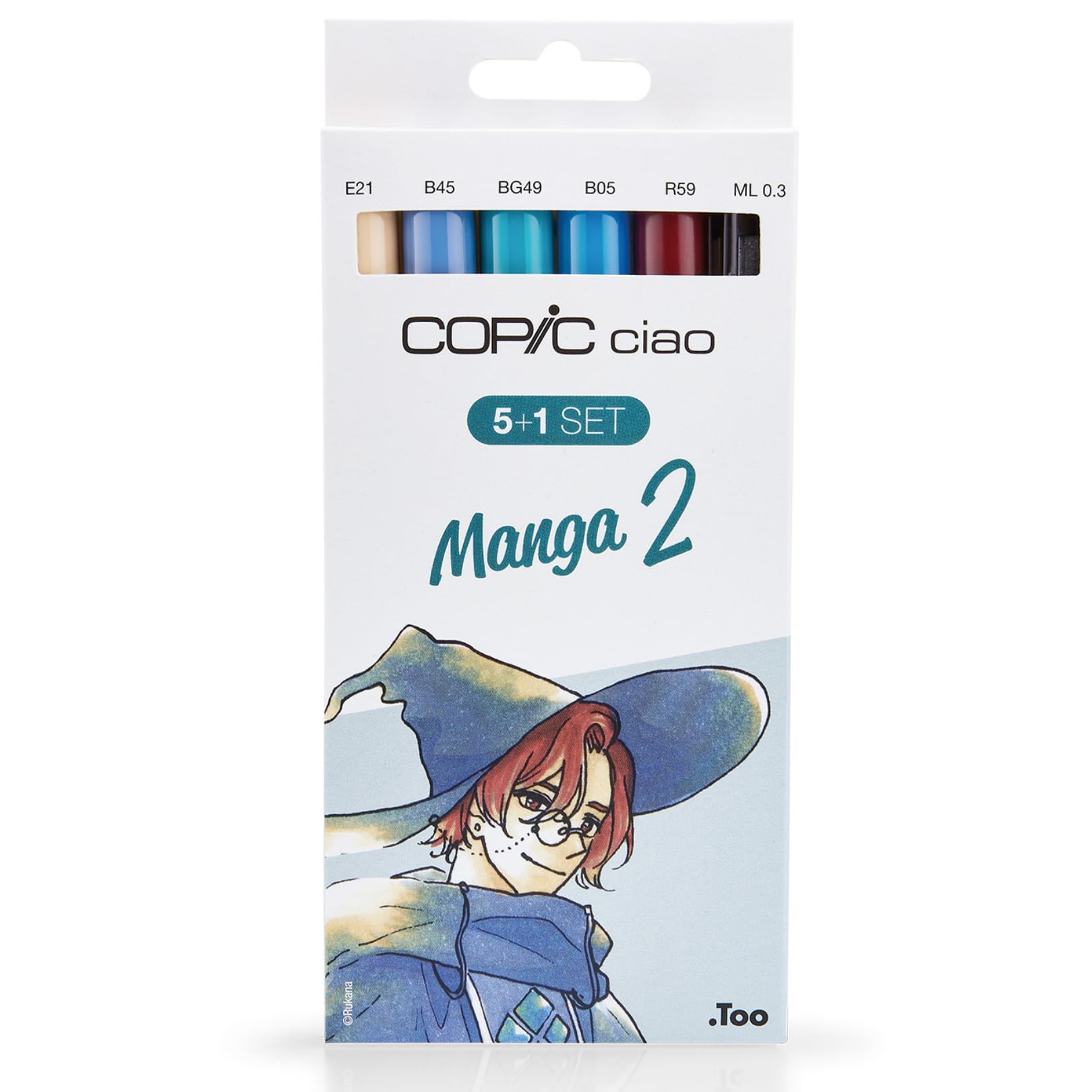 Copic Ciao | "5+1"-Set Manga 2, 6 Stk. | Mit 5 professionellen Copic Ciao Alkoholmarkern, nachfüllbar | Der ideale Einsteigermarker, inkl. 1 x Multliner kostenfrei
