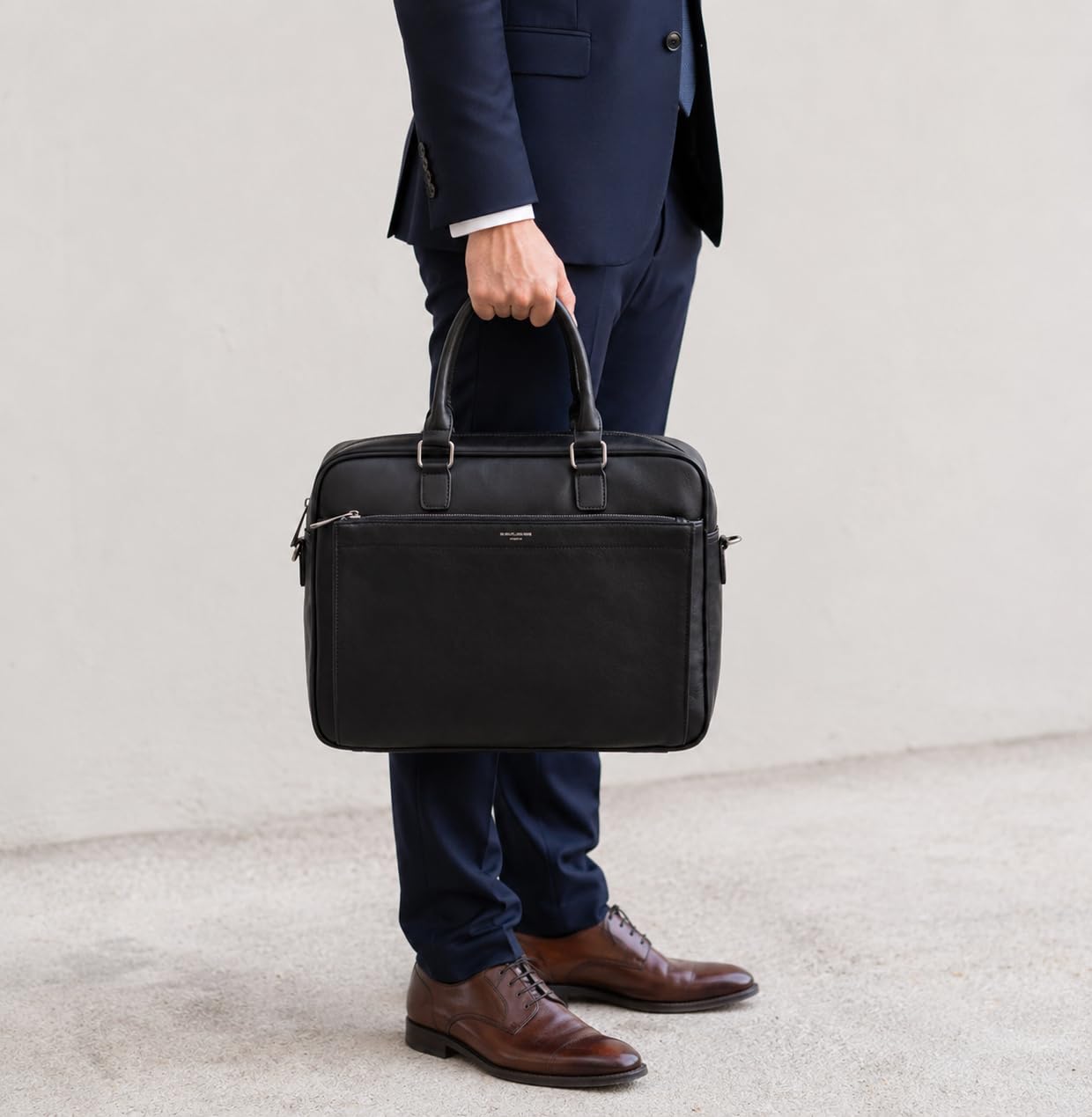 David Jones - Bolso de Ordenador Portátil 17 Pulgadas Hombre - Bolso de Mano Negocios Maletín - Portadocumentos Mensajero - Bolsos de Hombro Bandolera - Portafolio Cartera Trabajo Oficina - Negro