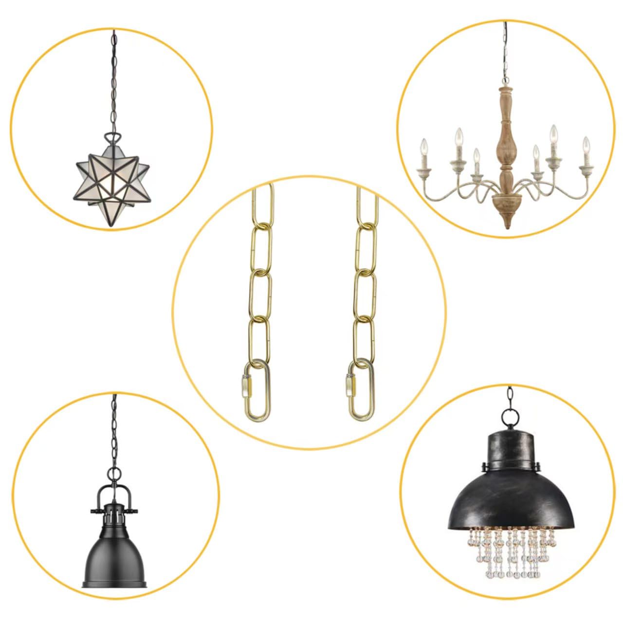 Brass Pendant Light Chain - 20 Feet -5