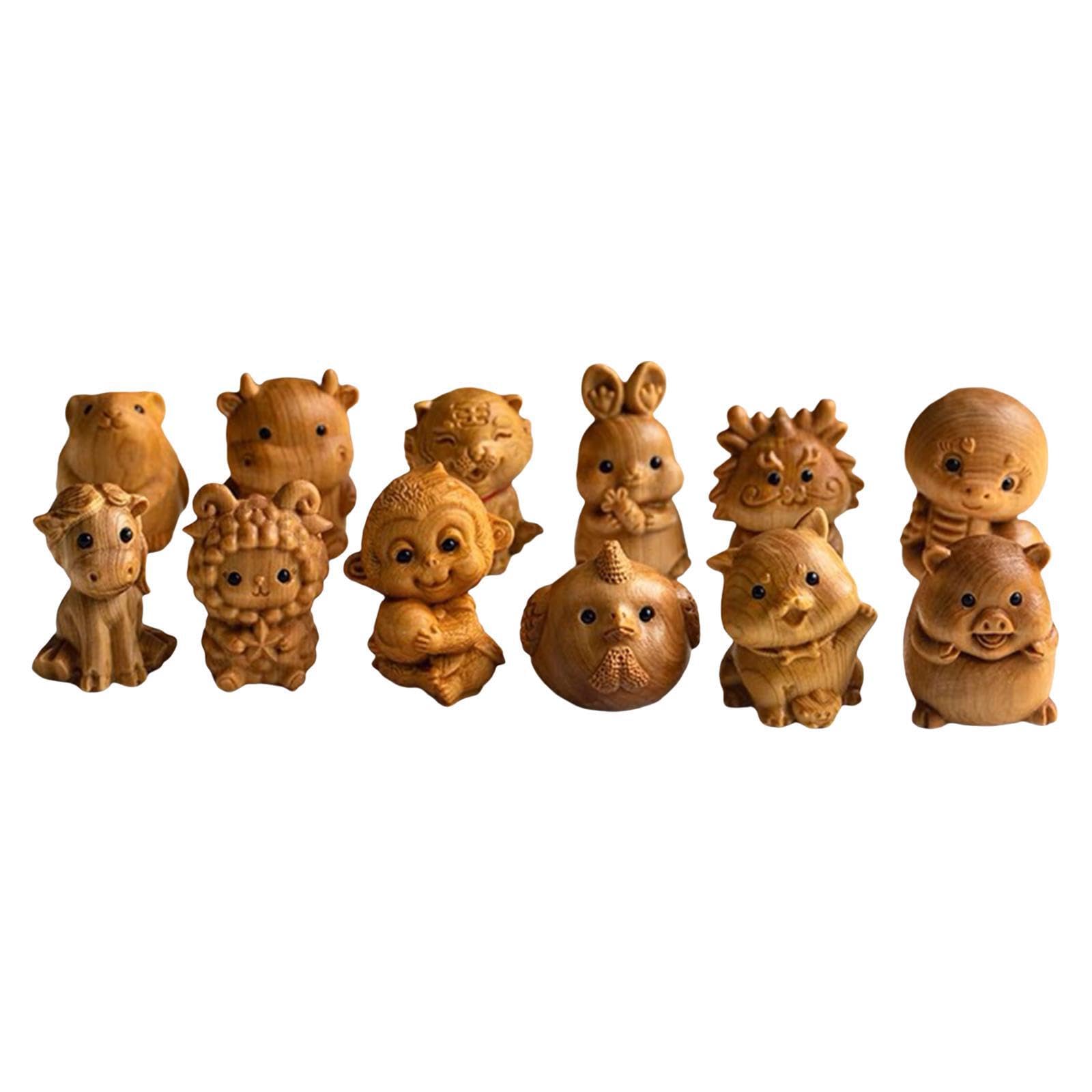 Figuras de animales de madera talladas a mano YIXANNX exclusivas para decoración elegante