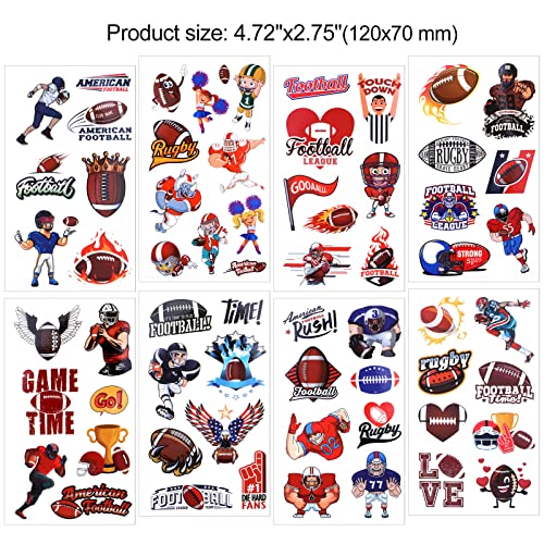 Howaf 100+Pcs American Football Temporary Tattoos, Super Bowl Fake Tattoos For Kids Adults, Rugby Face Tattoos Stickers For Sports Football Fans Favors, Waterproof Body Tattoos For Football Event Party Supplies #TOP3
