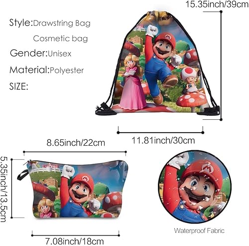 Miniatura 2 de bohoamra Mochila con cordón para juegos, anime, caricatura, impermeable, camping, viajes, fiesta, entrenamiento, playa, gimnasio, bolsa, B60638,