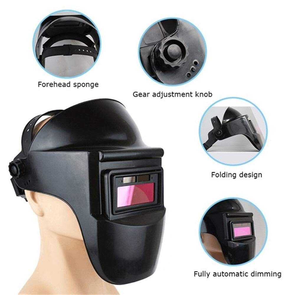 Mascara de Soldar, Careta para Soldar Máscara de soldadura eléctrica Casco de oscurecimiento de soldadura Rango ajustable de la lente for la máquina de soldadura