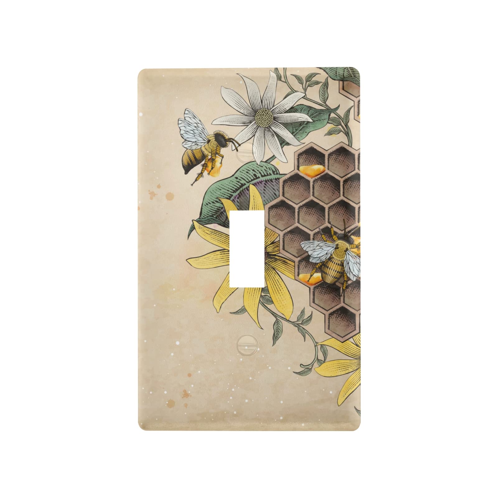 Retro Honey Bee Apiary Single Toggle Switch Plate Light Switch Plate Cover Light Switch Plates Decorative for Home Office
