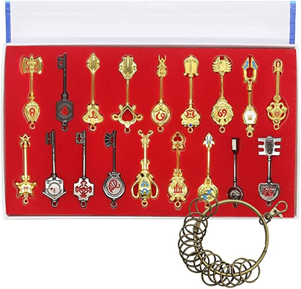 Amazon.co.jp: コスプレ フェアリーテール キー 18個セット 黄金