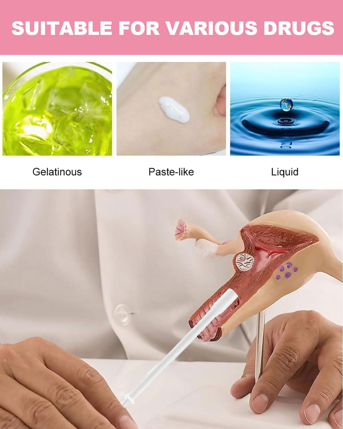 25 pezzi Applicatori Vaginali Monouso, Lubrificante Personale Applicatore, Vaginale Sparatutto Siringa Aiuti Sanitari Strumenti Pacchetto Individuale