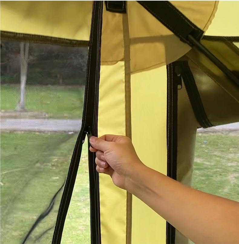 THUNDERBAY 6 Sided Pop Up Camping Gazebo 11’x11’ Portable Pop Up Outdoor Camping Gazebo Screen Tent 6 Sided Canopy Shelter with Ground Stakes & Carry Bag, Green