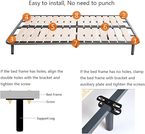 Miniatura 2 de 2 patas de soporte de marco de cama de metal de altura ajustable, marco de cama de acero o patas de soporte de listones centrales de madera, patas
