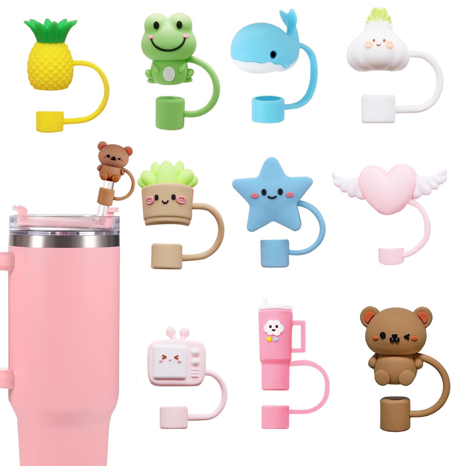 Stanley Trinkhalm-Abdeckung Aus Silikon – 10 Mm, Rosa, Wiederverwendbar, Für Stanley Cups