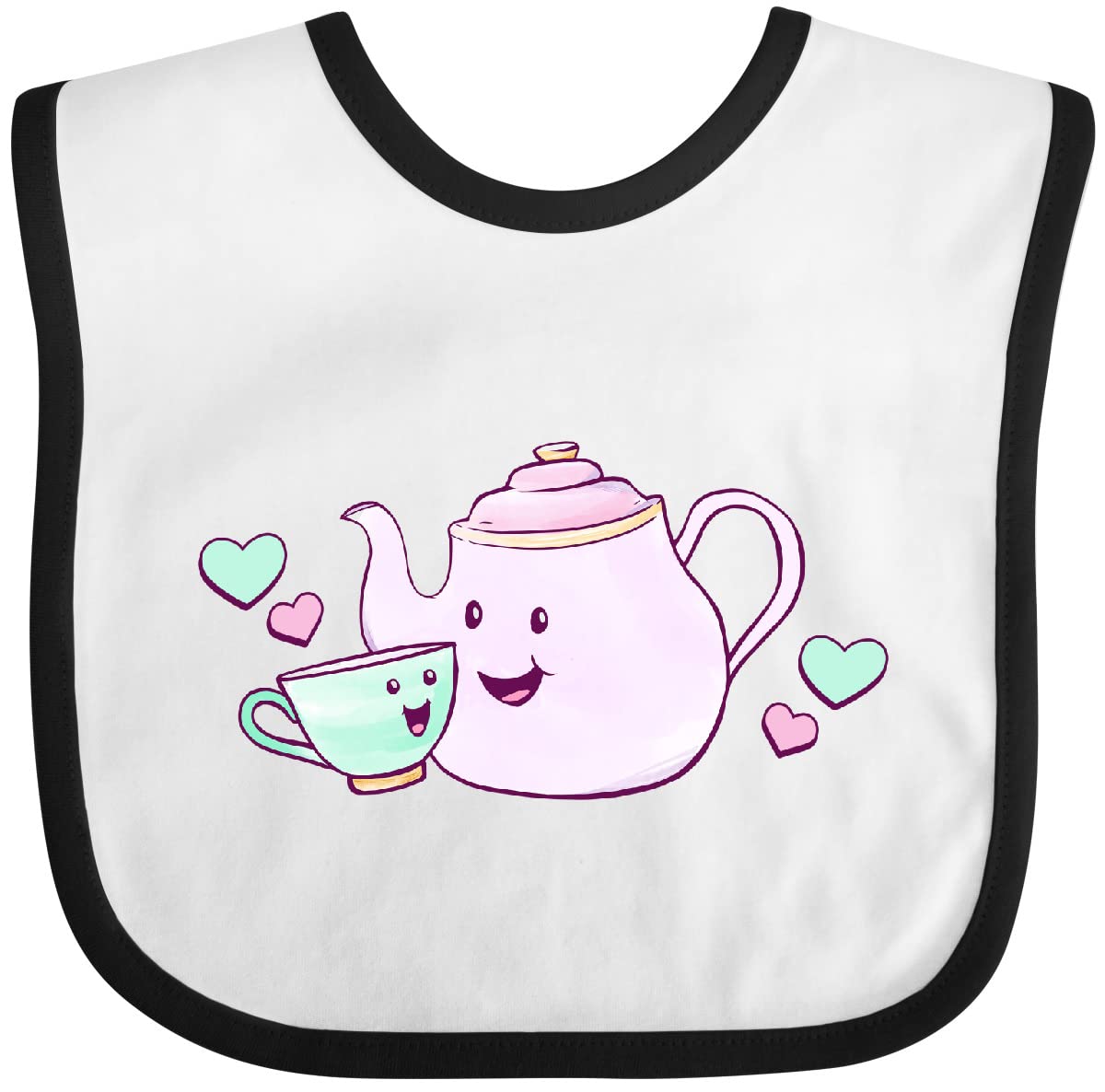 inktastic Tea Set Family Baby Bib White and Black 410df