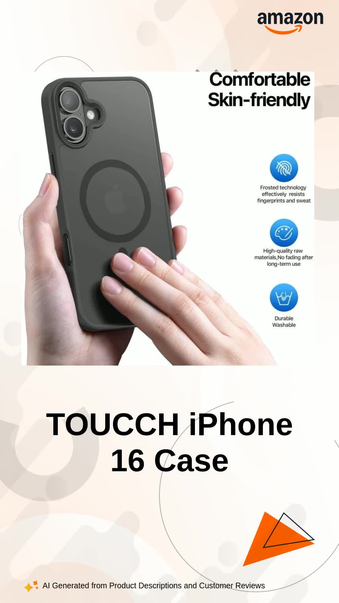 TOUCCH iPhone 16 Magnetic Matte Case | Shock Proof Design & Ring