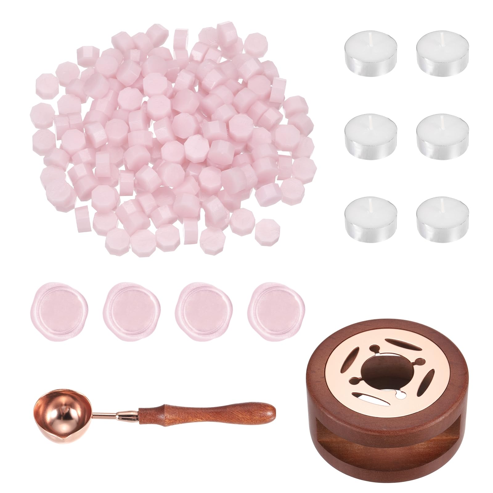 PATIKIL Wax Seal Kit, 150 Pcs Wax Sealing Beads, Wooden Warmer, Melted Spoon
