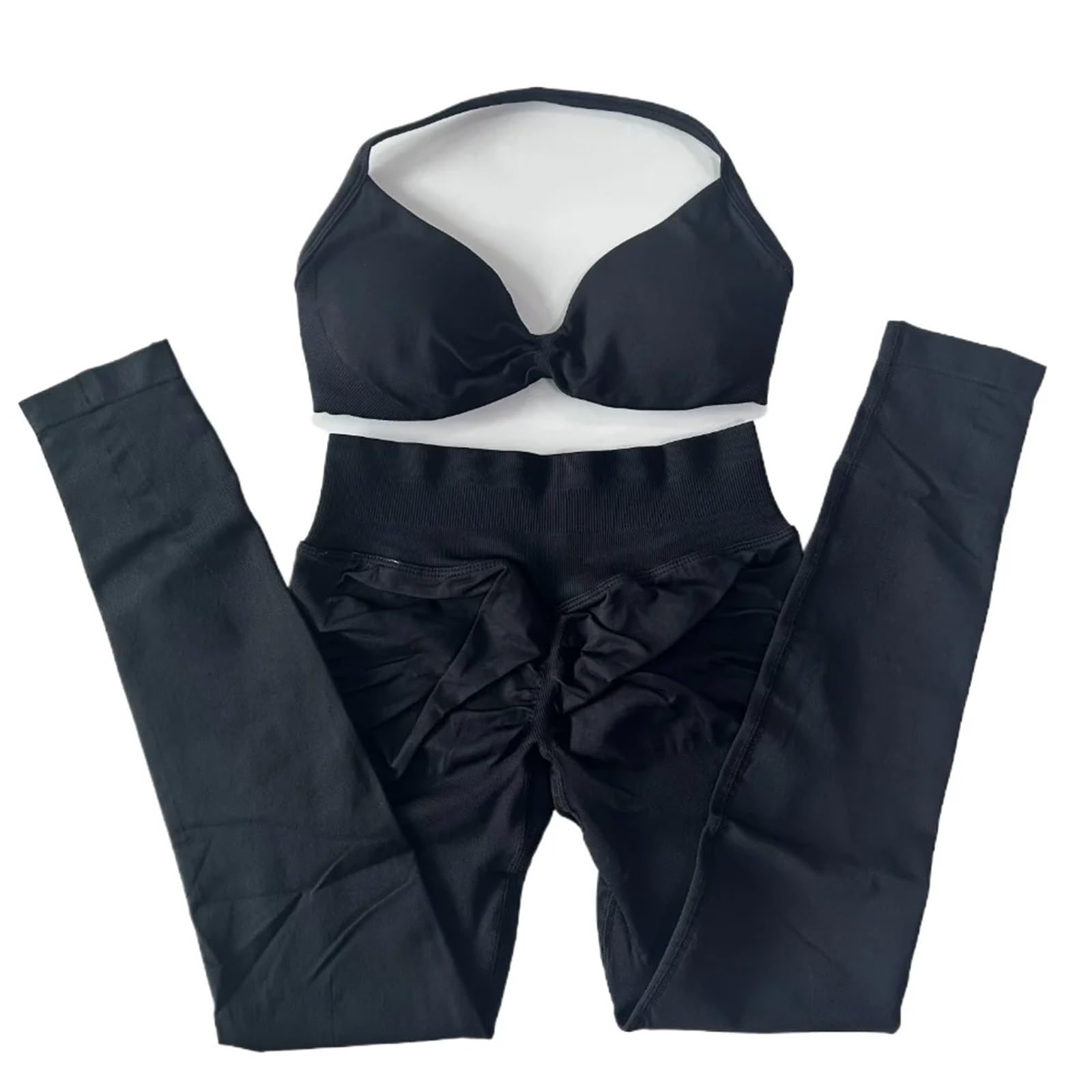 Sport Set Damen 2-teiliges Set mit Riemchen-Yoga-BH, Sport-Top, Workout-Leggings-Set, nahtloses Fitnessstudio-Set, Fitness-Kleidung, Outfit(Color 2,M)