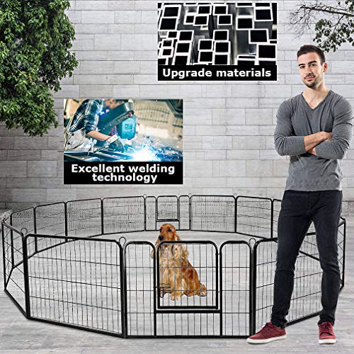Image of BestPet | Dog Playpen | 32 Inch, 16 Panels | Heavy Duty Metal Pet Exercise Pen | Indoor Outdoor Fence Panels | Rust-Resistant, Removable, Tool-Free Setup | Anti-Skid, Expandable Design