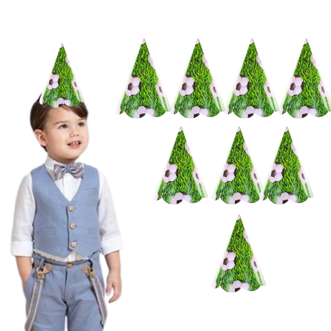 Wanna Party Soccer Paper Caps – 8PC | Football theme Paper Cone Cap | Football Theme Hat | Birthday Hat | Party Supplies |Theme Birthday Cap Decoration Items