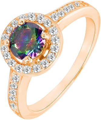 CloseoutWarehouse Cubic Zirconia Embraced Round Promise Ring Sterling Silver  in Colors