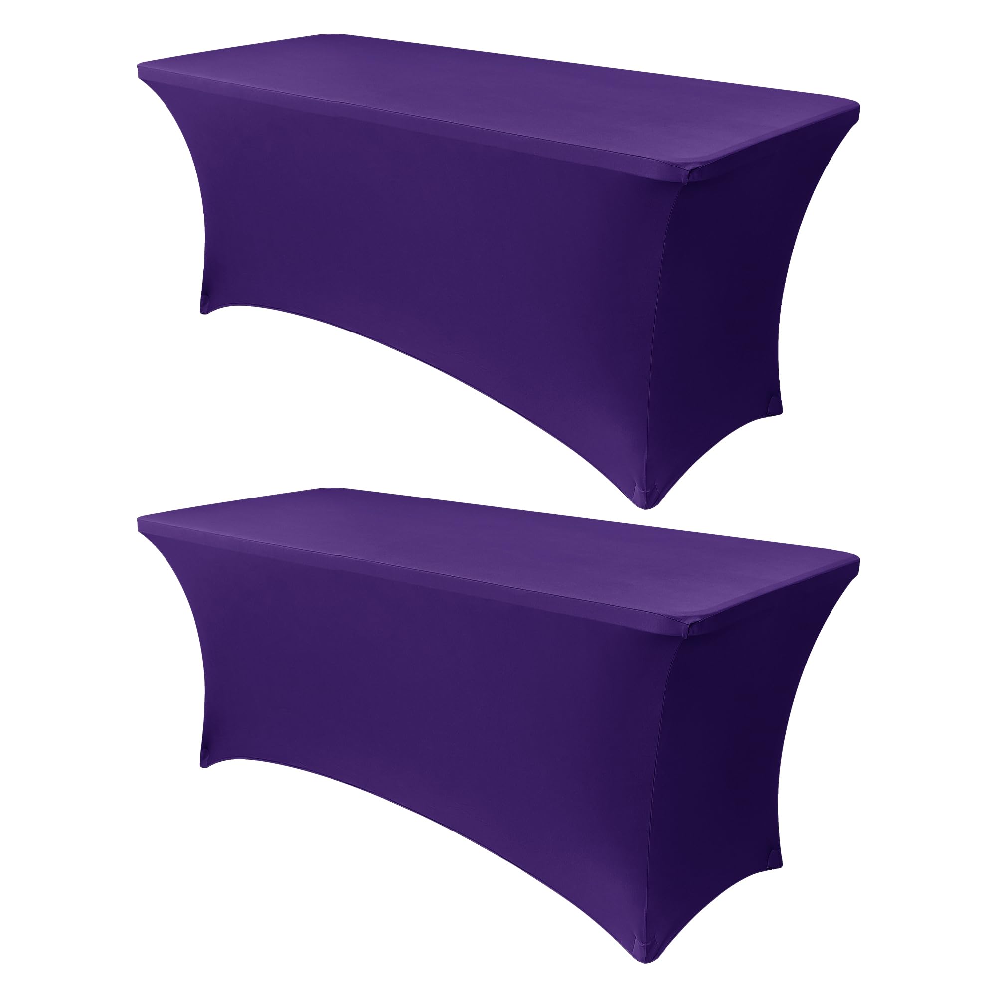 Obstal 4ft Stretch Spandex Table Cover, 2 Pack, Dark Purple