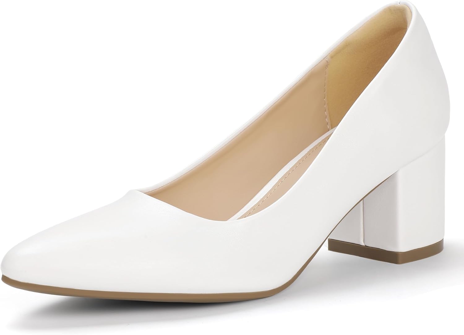 IDIFU Women's Pumps Closed Toe Low Chunky Block Heels Dress Shoes for Women Office Work Business Wedding Prom Shoes Trendy Comfortable Pointed Toe Short Thick Heels Pumps