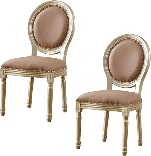 Miniatura 11 de Juego de 4 sillas de comedor de campo francés, sillas de comedor tapizadas de granja, silla de cocina con respaldo redondo y patas de madera, silla