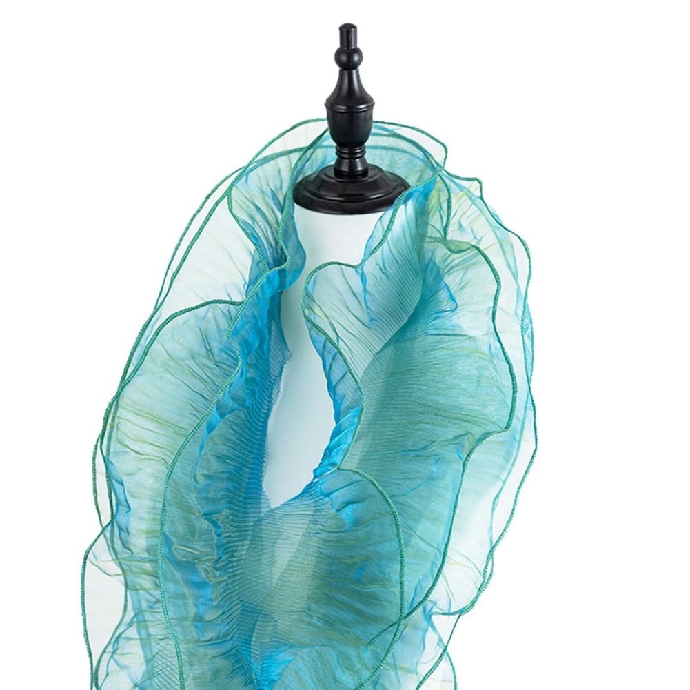 Egurs Rüschenborte 12cm Breite Plissee Organza Spitzenband Geraffte Spitzenborte Plissierter Organza Stoff Tüll Besatz Rüschen Spitzenbordüre Rüschenstoff Nähen Kleid DIY Deko Grün 5 Yard