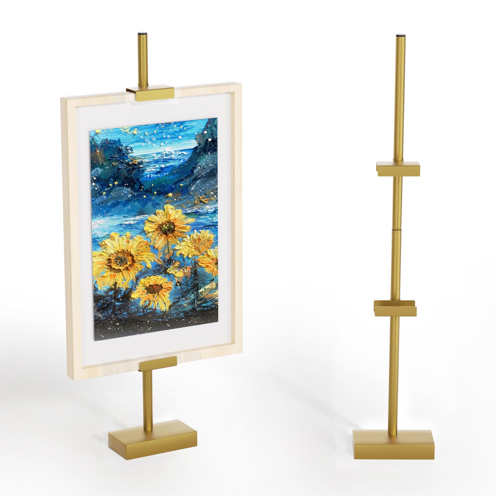 Cathyeen Gold Adjustable Tabletop Easel Stand For Picture Frames Up To 29" H, Picture Frame Stand Frame Holder Table Easels For Display, Metal Table Top Easel Display Stand For Artwork, Canvas (New )