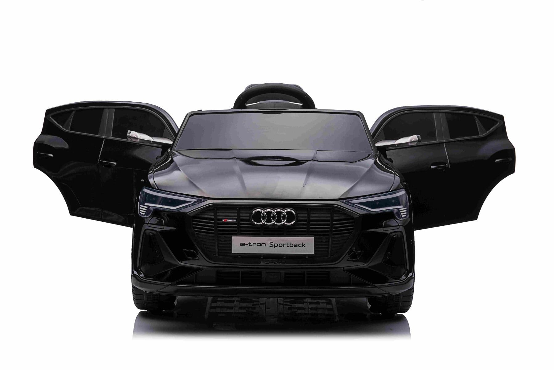 Samochód elektryczny dla dzieci, 12 V, Audi E-tron Sportback, czarny, samochód elektryczny 2,4 GHz, pilot zdalnego sterowania, USB/AUX/MP3, bateria litowa, oświetlenie LED, silnik 2 x 25