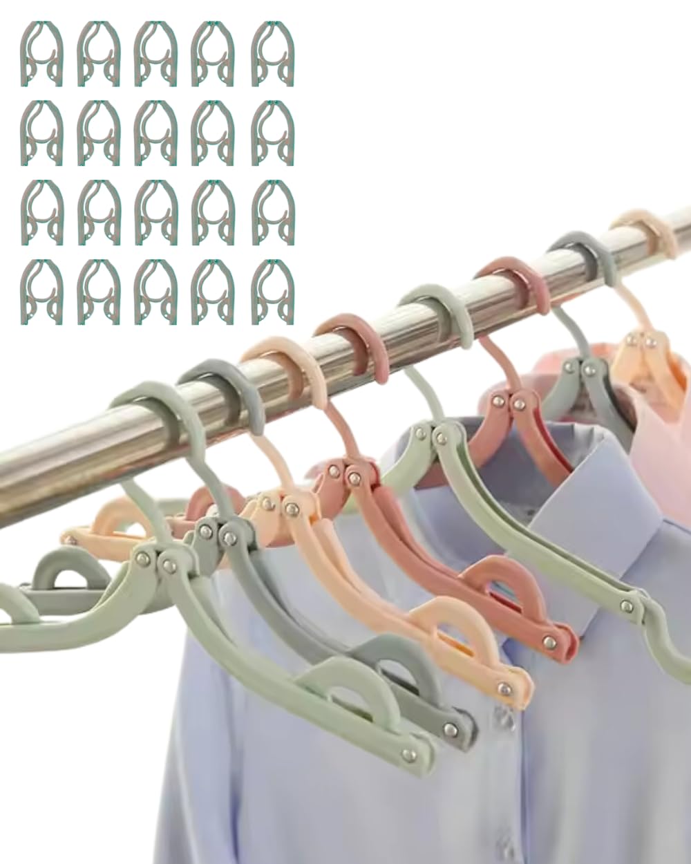 HOME 360Bloom.Stores 20 Pcs Folding Plastic Hangers - Multi-Functional Foldable Clothes Hangers for Wardrobes, Coats, Travel, Compact Storage, Space-Saving Drying Rack (Grey)