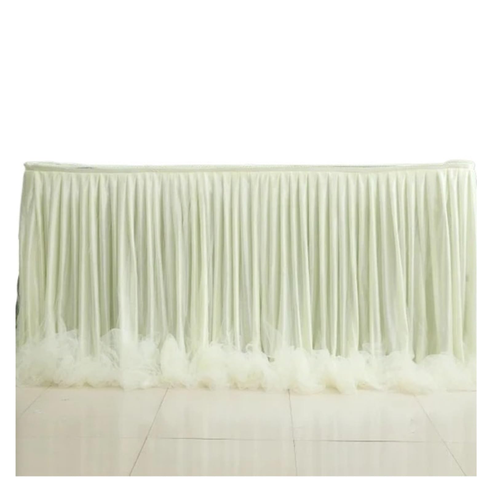 LuoAXINN Tutu Table Skirt Chiffon Organza Wedding Table Skirt for Cloth Party Banquet Decoration Skirting(Ivory)