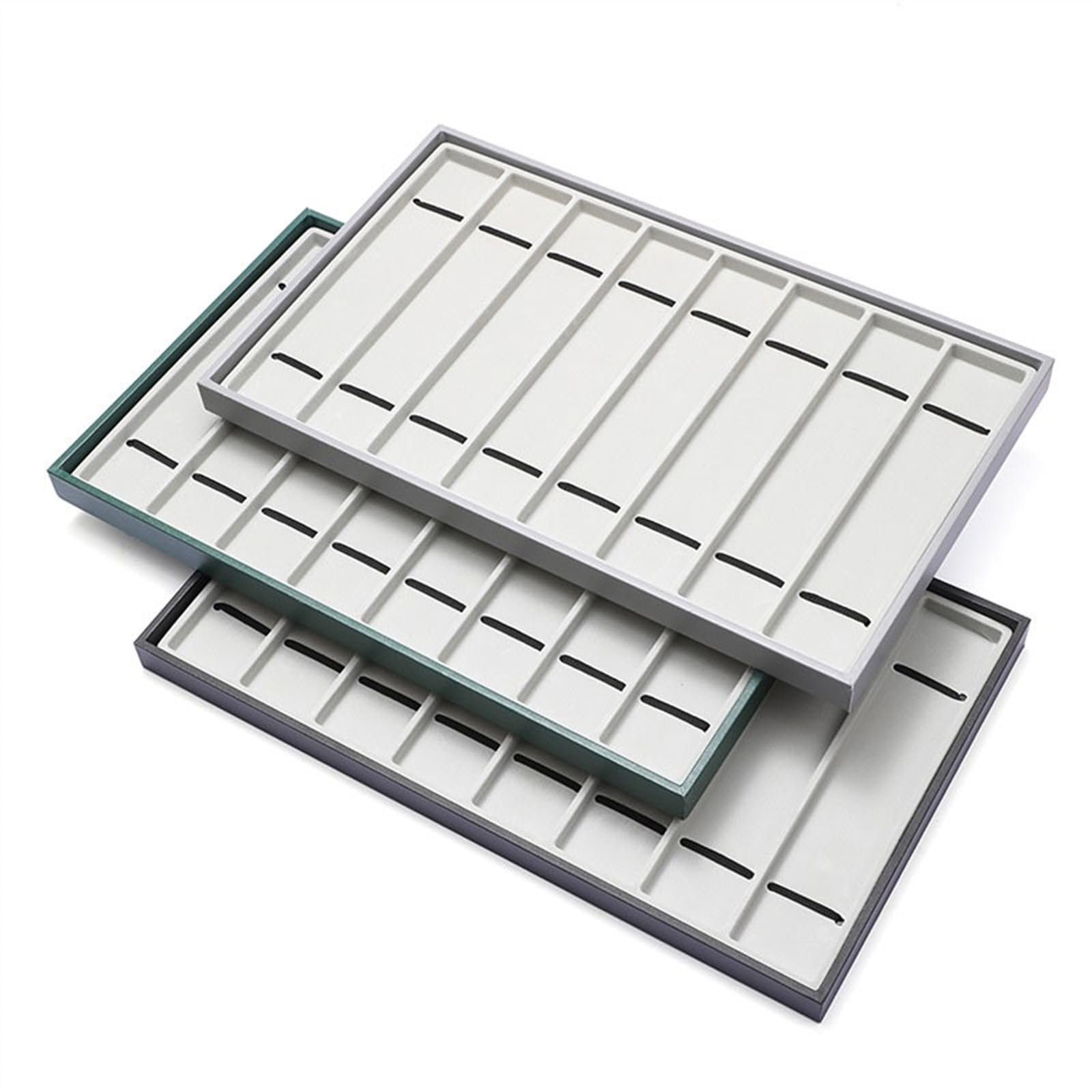 Uhrenbox 8 Grid Shop Uhrendisplay-Tabletts PU-Leder-Uhrenorganisatoren Uhrenhalter mit großer Kapazität Uhren Organizer(Grigio)