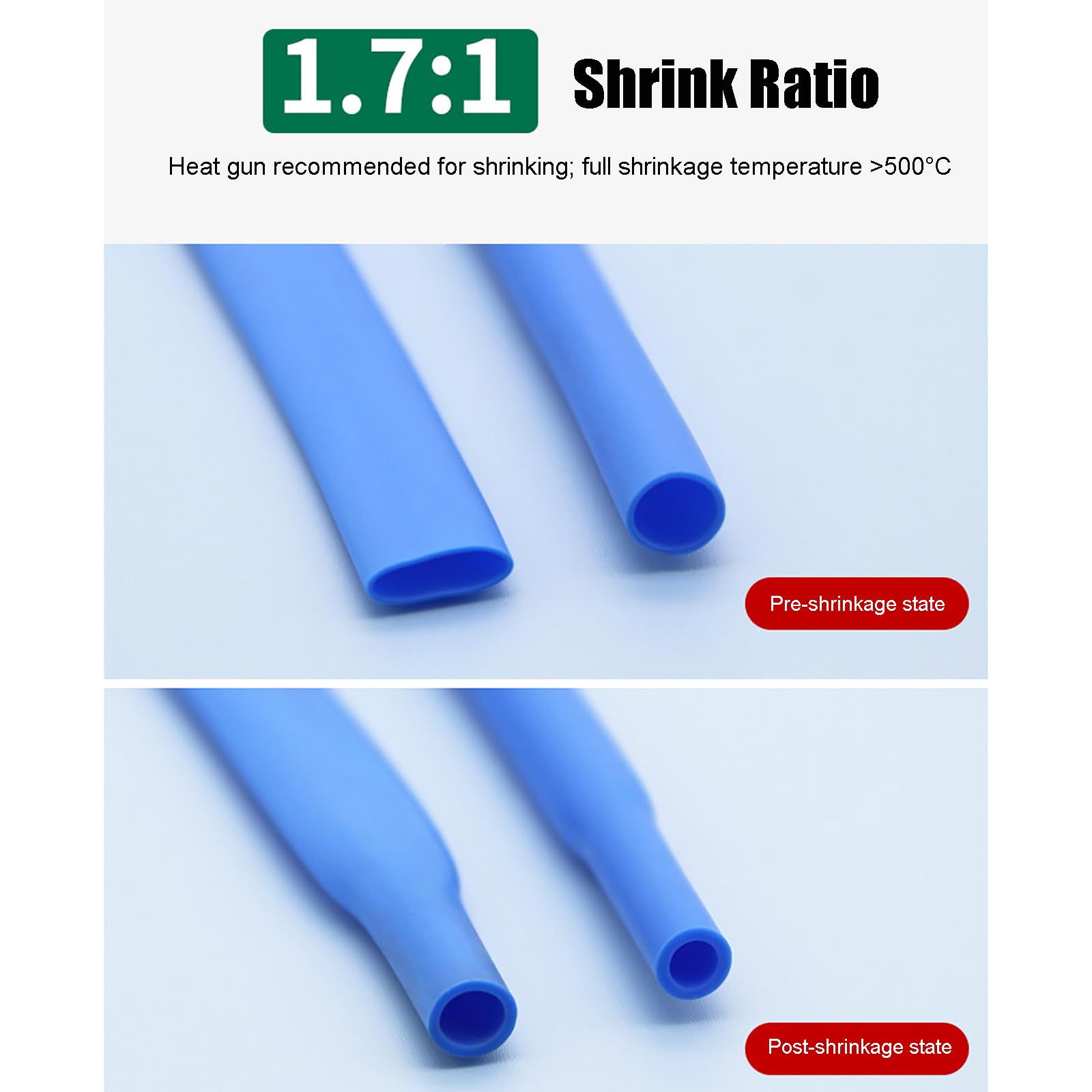 Tubo Termorestringente Industriale 10m Φ5mm Rapporto 1,7:1 Flessibile-Yellow