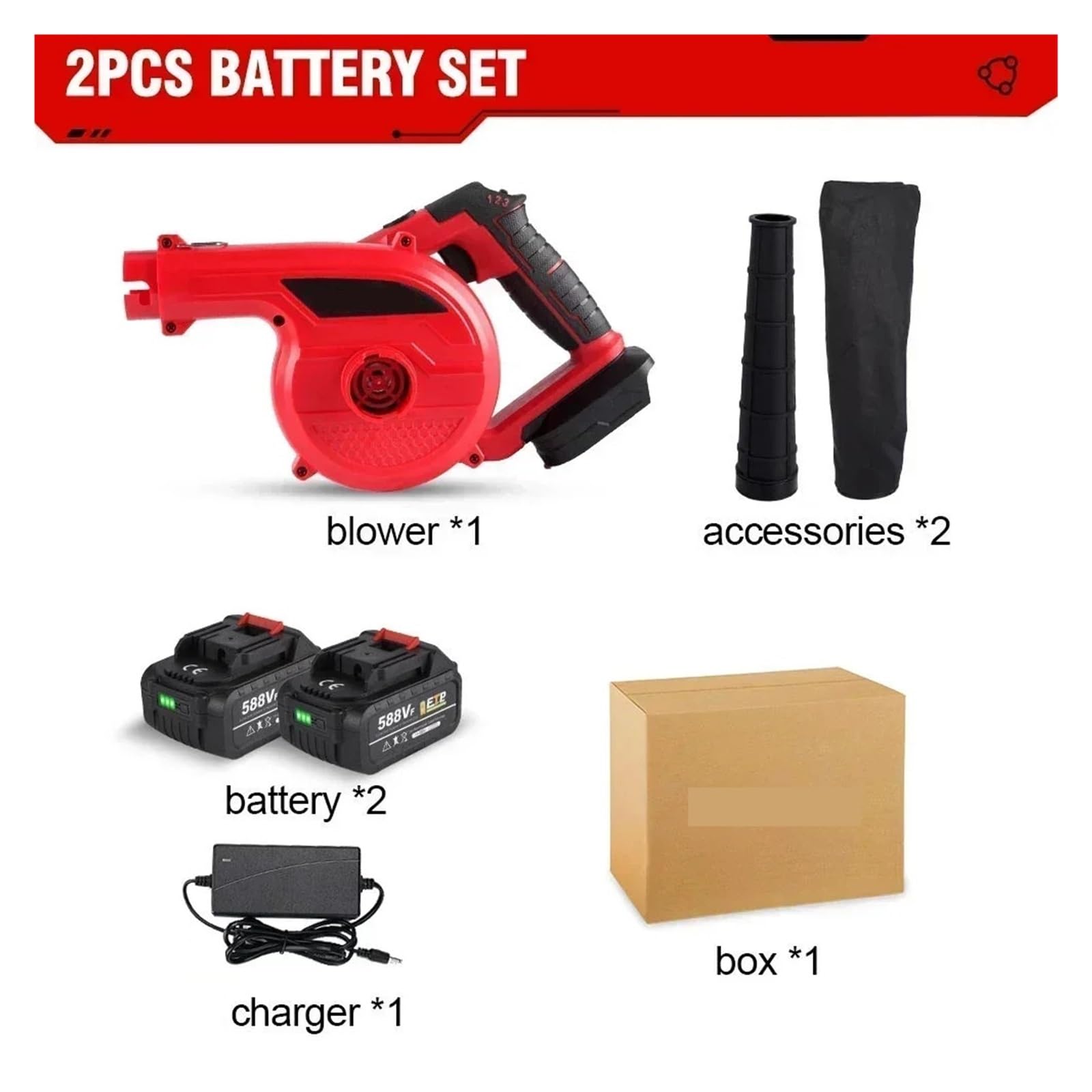 3500W Elektryczna Dmuchawa Powietrza Zasysająca Komputer Liściasty Bezprzewodowy Odkurzacz Kolektor Elektronarzędzia Do Akumulatora 18V Lekka PrzenośNa(2 Battery)