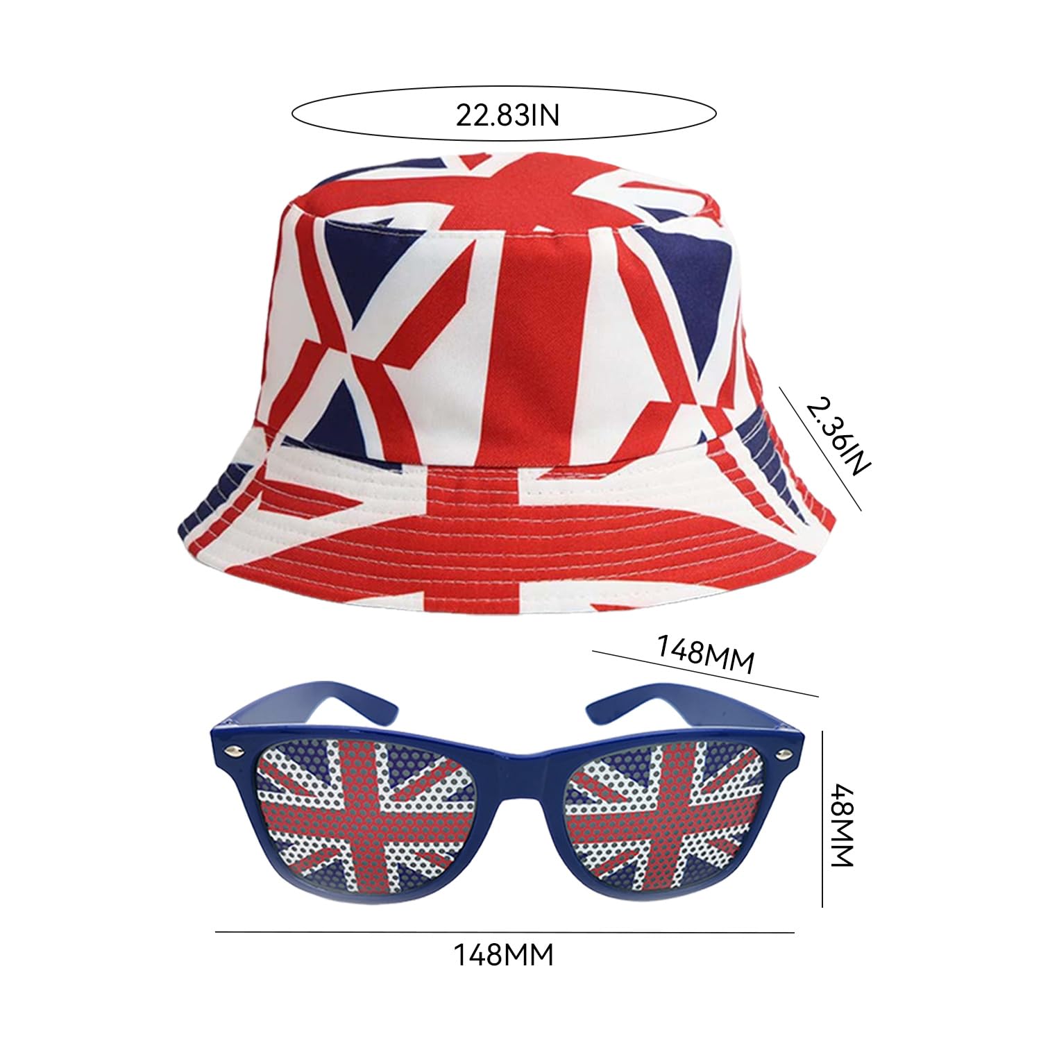 1 Fischerhut Und 1 Paar Sonnenbrillen, Klassisches Gedrucktes Design, Sonnenschutzmittel Im Freien, Trendige Und Modische Accessoires, Geeignet Für Reisen, Einkaufsmöglichkeiten, Strandpartys.