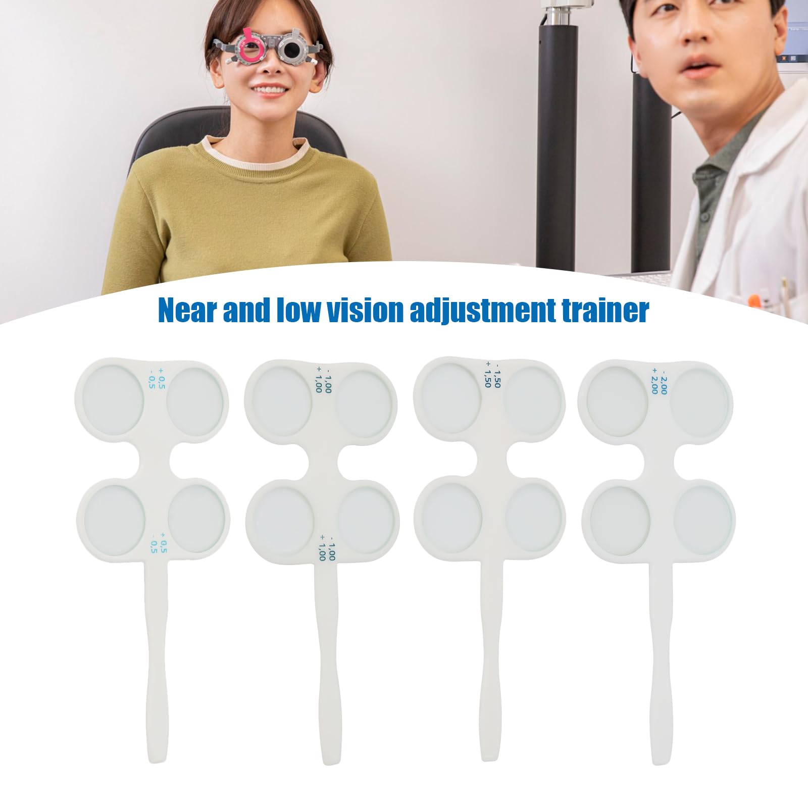 Xlsdlvcnxz 4Pcs Optical Flippers, Optometry Plastic Flip Trial Lens Set,Plastic Confirmation Flipper,Ophthalmic Flipper for Lens Confirmation Test (±0.50, ±1.00, ±1.50, ±2.00)