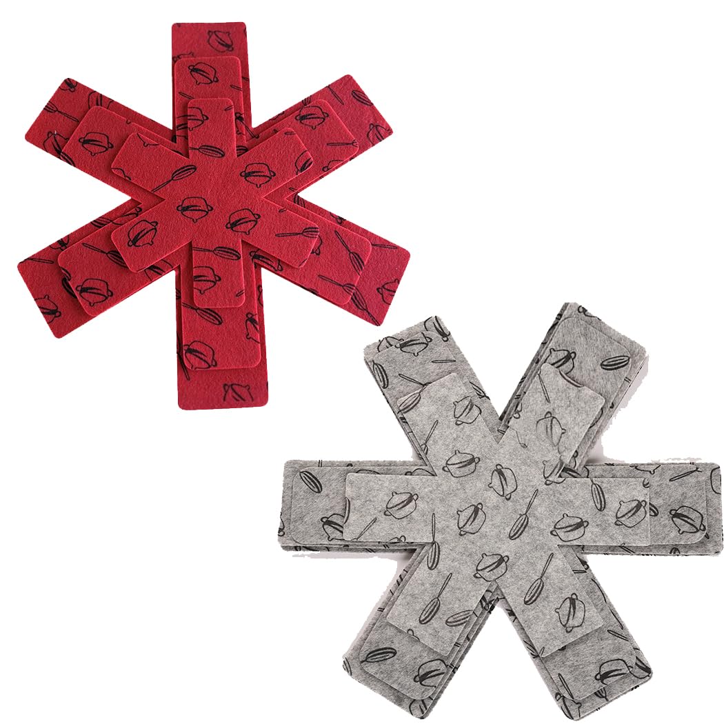 MRTURK REVHQ Pan Pot Protectors, Larger & Thicker Pan Protector with Stars, Set of 6 and 5 Different Sizes, Pot Divider Pads for Protecting and Separating Your Cookware