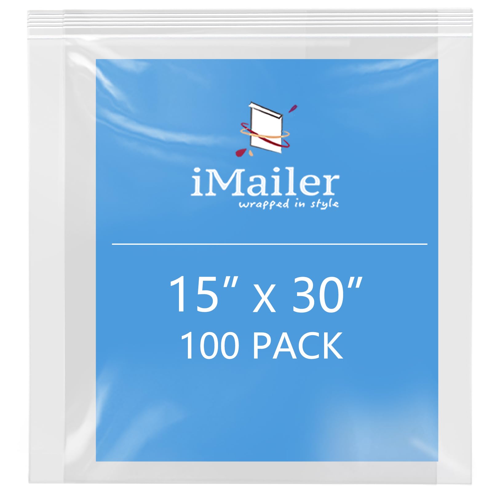 Photo 1 of iMailer 2 Mil Resealable Zip Bags - 15" x 30", Clear, 100 Pack