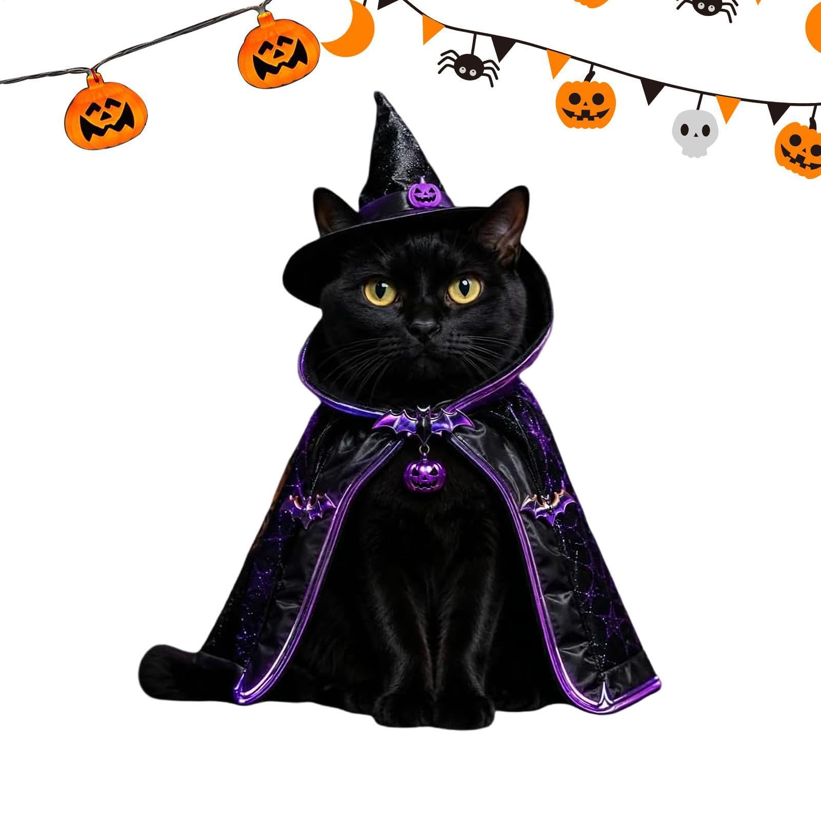 Capa de gatito de Halloween cómoda que no estresa a tu mascota en las fiestas
