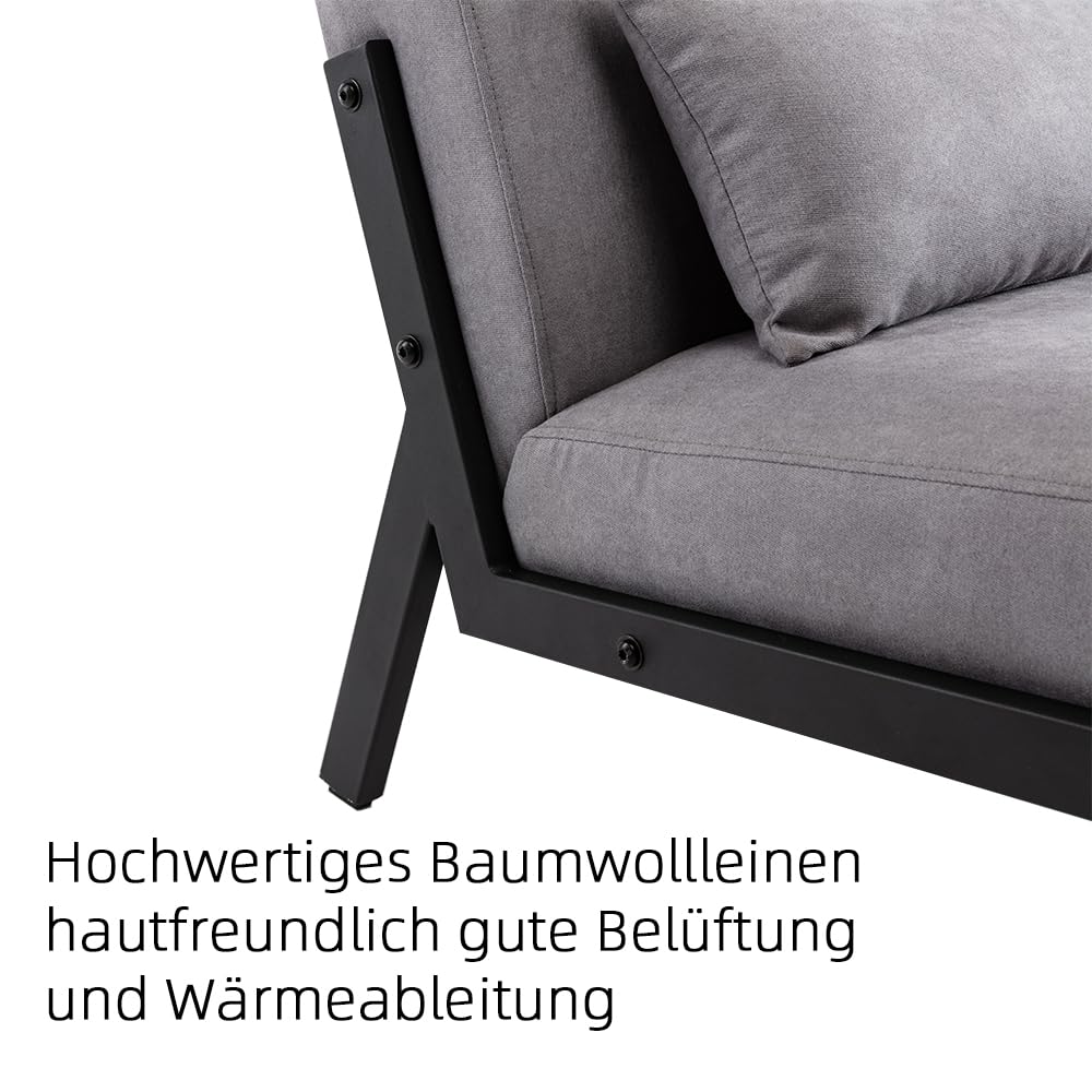 Mingone Sessel Wohnzimmer Schlafzimmer, Einzelsofa Cocktailsessel Modern Loungesessel 1 Sitzer Polstersofa Leinen Stoff mit Schwarz Metallbeinen für Wohnzimmer Schlafzimmer bis 120kg (Taupe*2)