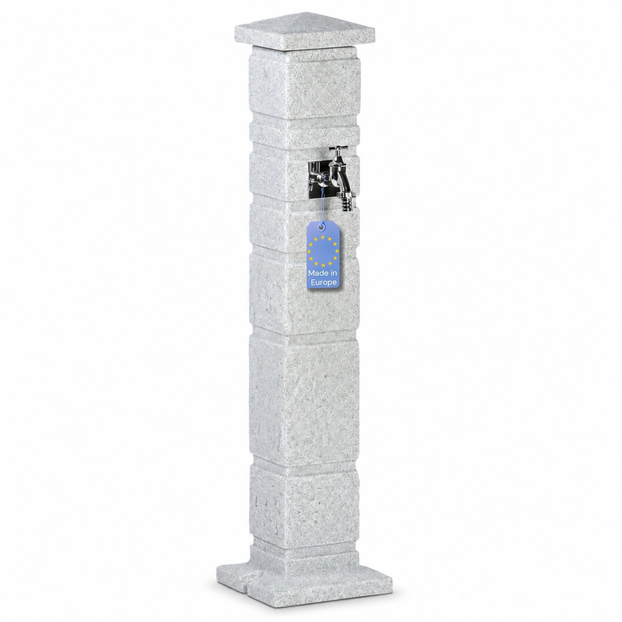 YourCasa Classic Wassersäule Garten Granit-Optik | Römische Wasserzapfsäule mit 3/4 Wasserhahn & Aufbewahrungsbox | 111 cm Standbrunnen Zapfstelle | Witterungsbeständig (Sandstein)