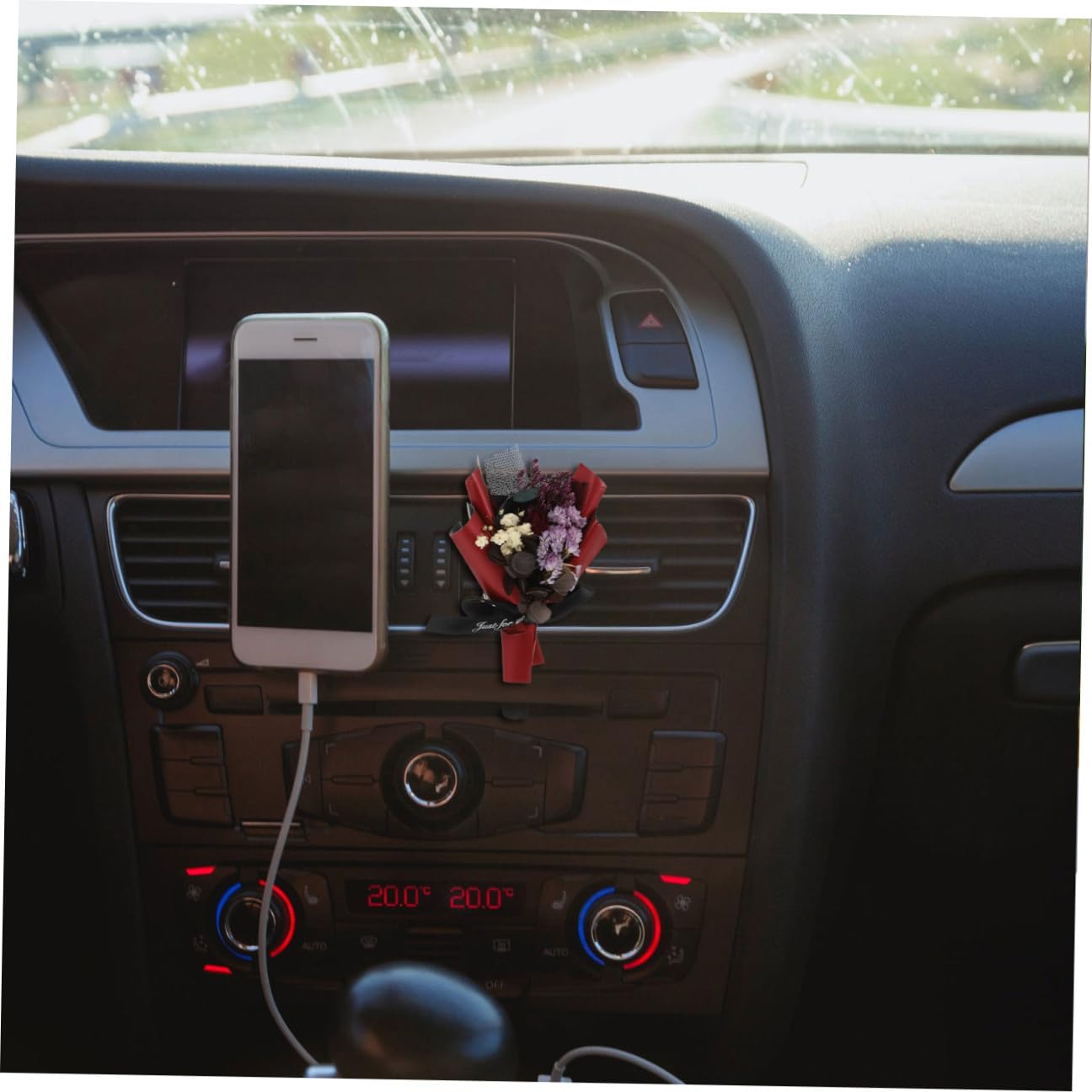 GLEAVI 4pezzi Fioriera Profumata Per Auto Con Clip Ventilazione Decorazione Interni Auto Fiore Di Rosse Accessorio Carino e Immortale Per Aromatizzare Abitacolo