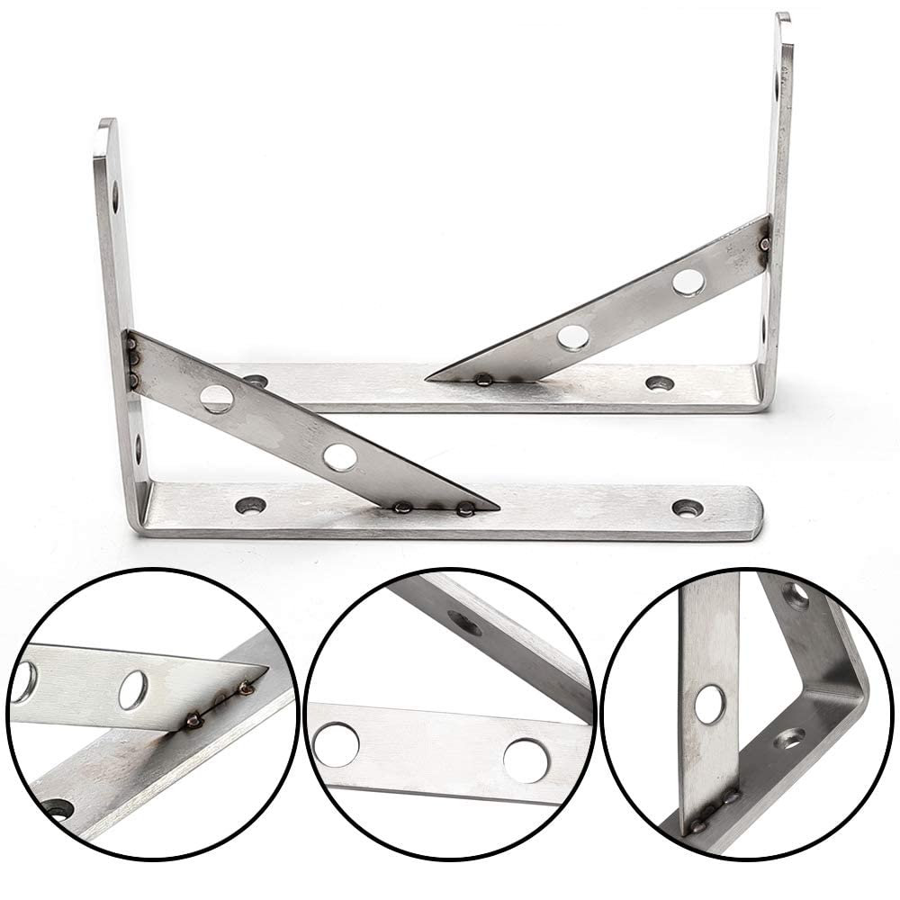 Staffe Per Mensole 4 Pezzi - Supporto A Muro Fino A 70kg, 150x200mm, Nero/Bianco - Foto 2