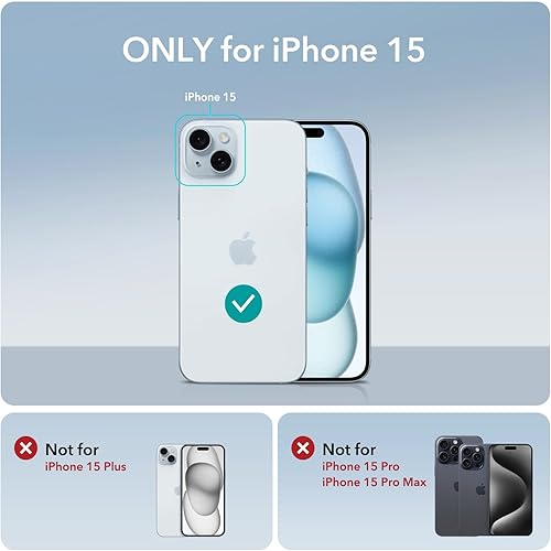 Vista 227 de ESR - Funda para iPhone 15 compatible con MagSafe, funda protectora de grado militar con soporte integrado, cubierta trasera resistente a