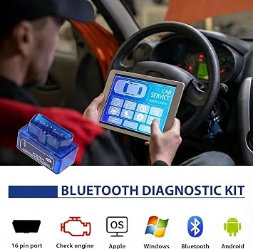Mini Bluetooth Code Reader, Scanner Car Automotive Engine Scanner for Android and Windows, ELM327 Diagnostic Scan Tool, Check Engine Code Reader with Fault Code Reader (V2.1)