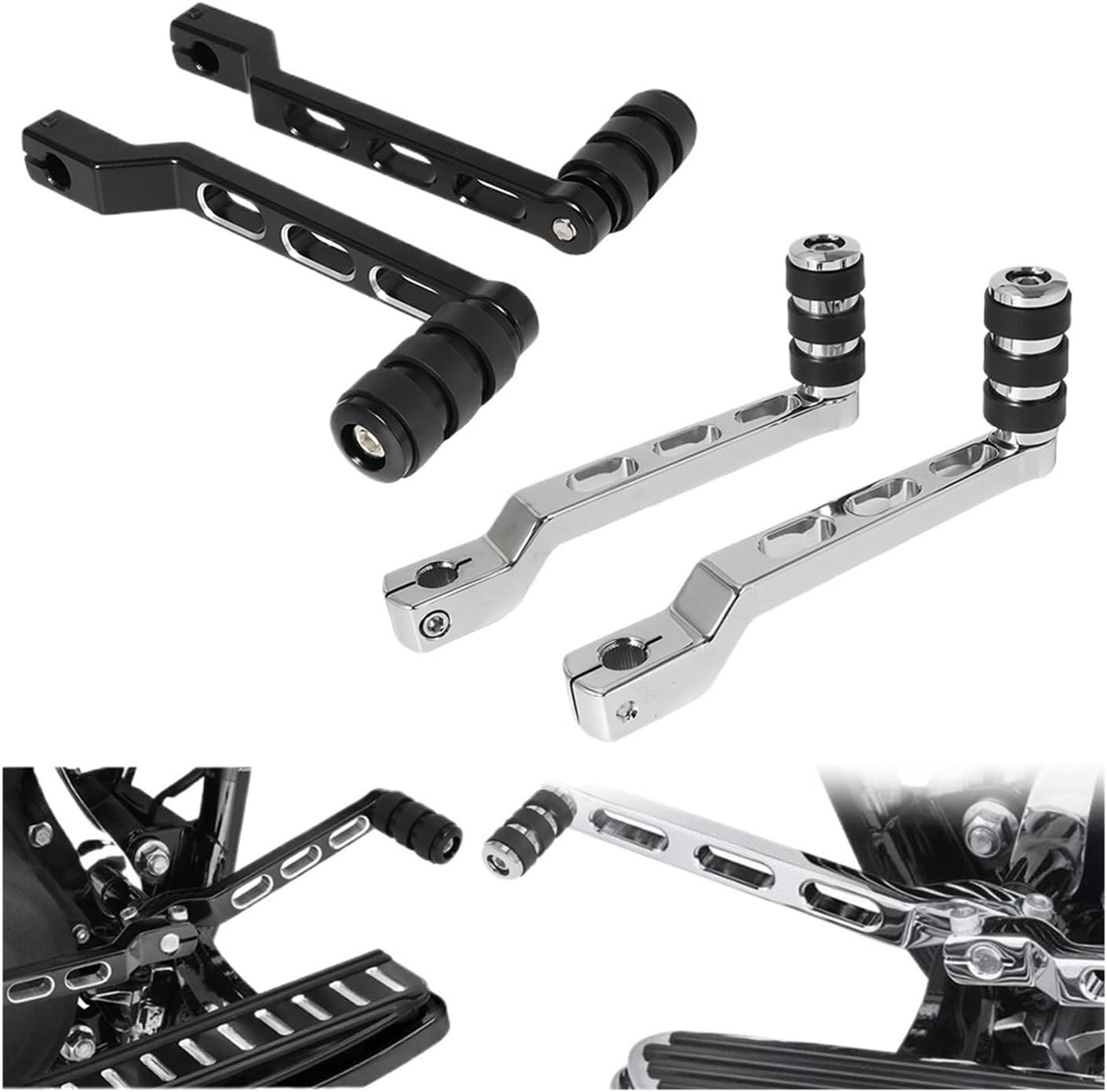 Gear Shifter Shift Lever Black Knurled Shift Floor Boards Fit For Harley Fit For Softail Fit For Electra Road Glide FLHR(Black)