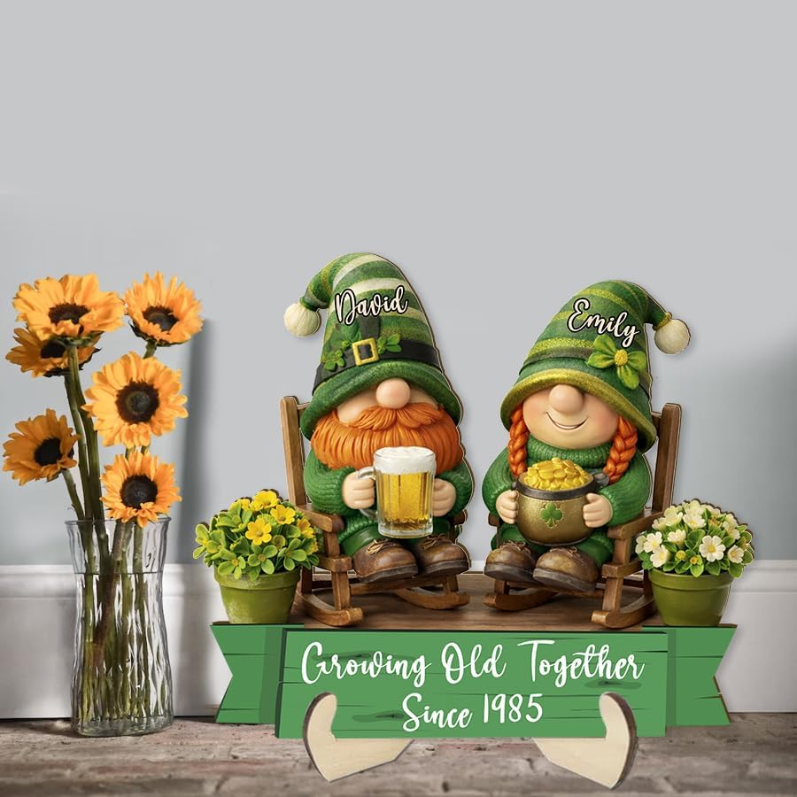 Growing Old Together Gnome Wooden Sign - Irish Gift