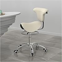 Vista 2 de Taburete giratorio de piel sintética ajustable con ruedas, silla de salón de belleza, altura ajustable de 264 libras, capacidad de carga de 264