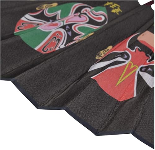 Miniatura 5 de lanermoon Ventilador plegable chino grande con máscara de ópera de Pekín, abanicos de mano de tela de bambú, con una funda de tela, para hombres y