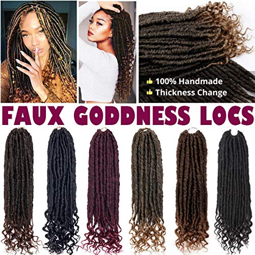 3 Dles deus de deusa reta Locs Cabelo de crochê Faux Locs Cabelo de crochê com extremidades encaraco